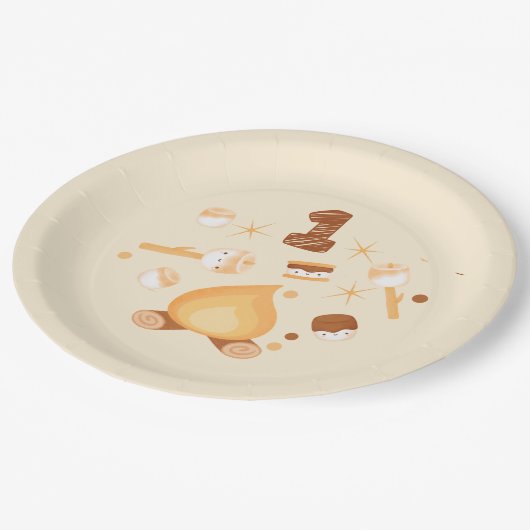 S'more Fun 1st Verjaardag Party Paper Borden Papieren Bordje (Gekanteld)