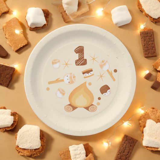 S'more Fun 1st Verjaardag Party Paper Borden Papieren Bordje