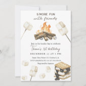 S'more Fun Campfire 1e Verjaardagsuitnodiging Kaart (Voorkant)