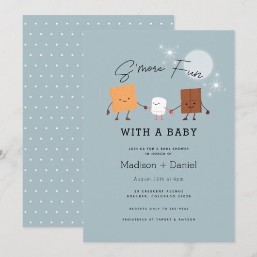 S'more Fun Campfire Baby shower Invitation Kaart (Voorkant / Achterkant)