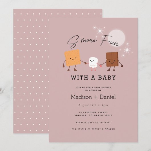 S'more Fun Campfire Baby shower Invitation Kaart (Voorkant / Achterkant)