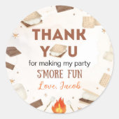 S'more Fun Campfire Camping Kids Verjaardag Ronde Sticker (Voorkant)
