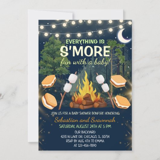 S'more Fun Campfire Smores Baby Shower Kaart (Voorkant)