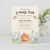 S'more Fun Camping Birthday Invitation Kaart (Staand voorkant)