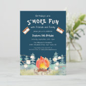 S'more Fun Camping Birthday Invitation Kaart (Staand voorkant)
