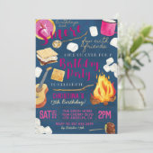 S'more Fun Camping Birthday Invitation Kaart (Staand voorkant)