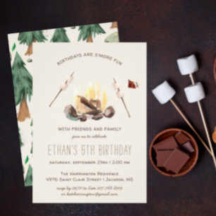 S'more Fun Camping Birthday Party Kaart