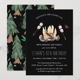 S'more Fun   Camping Birthday Party Kaart