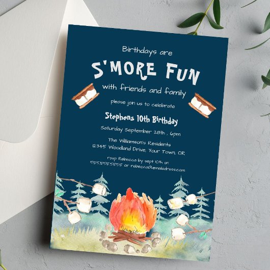 S'more Fun Camping Verjaardagsuitnodiging Kaart