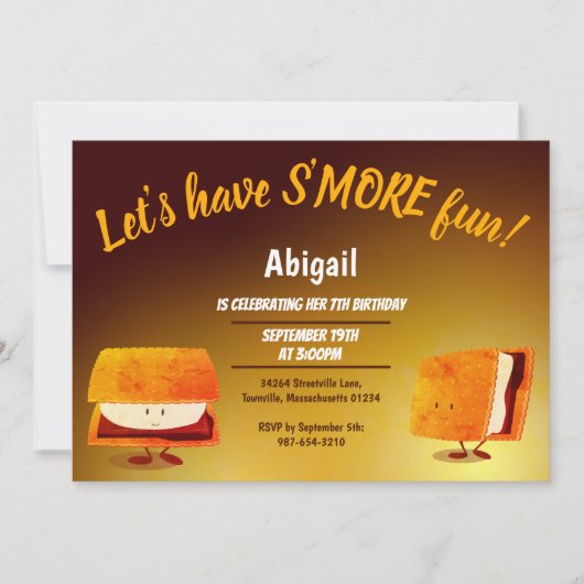 Smore Fun Cartoons Kids Birthday Party Invitation Kaart (Voorkant)