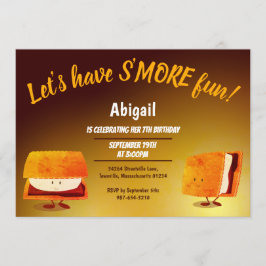 Smore Fun Cartoons Kids Birthday Party Invitation Kaart