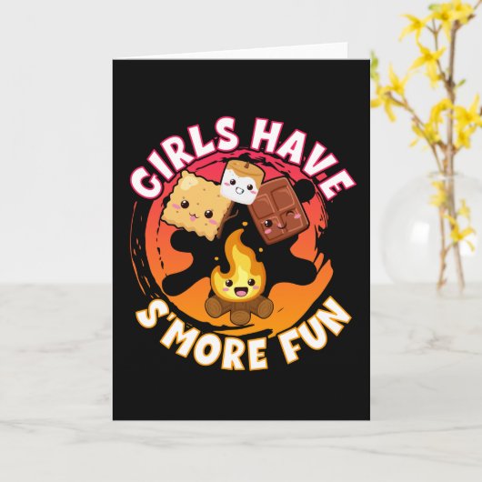 Smore Fun Girls Kinder Camping Campfire Kaart (Gele Bloem)