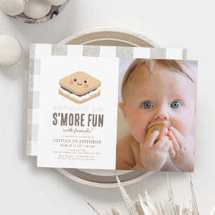 S'more Fun Kawaii 1e Verjaardag Foto Kaart