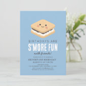 S'more Fun Kawaii Blue Boy 1e verjaardag Kaart (Staand voorkant)