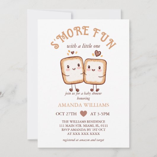 S'more Fun Kawaii Campfire Baby shower Kaart (Voorkant)