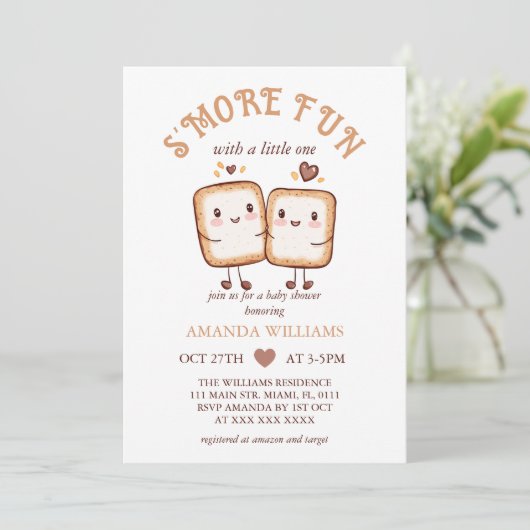 S'more Fun Kawaii Campfire Baby shower Kaart (Staand voorkant)