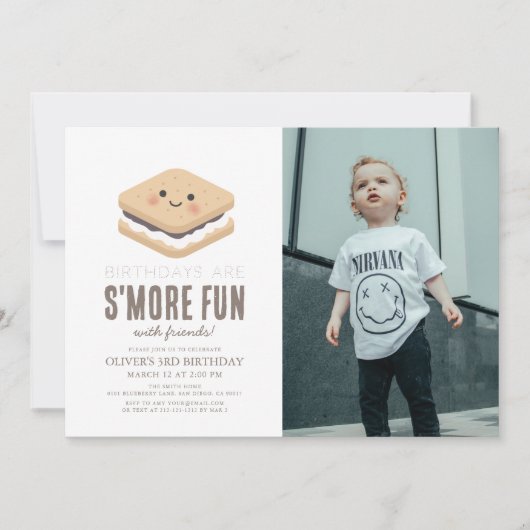 S'more Fun Kawaii Kind Verjaardagsfoto Kaart (Voorkant)