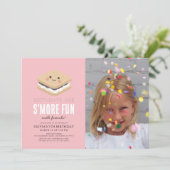 S'more Fun Kawaii Roze Meisje Verjaardag Foto Kaart (Staand voorkant)