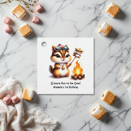 S'more Fun to Be One Chipmunk Camping 1e verjaarda Bedankjes Labels