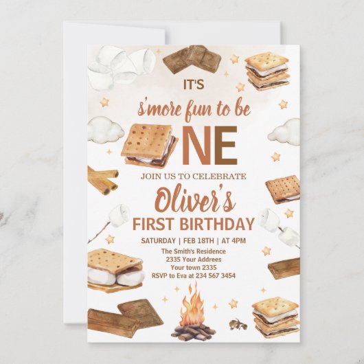 S'more Fun To Be One S'mores Campfire Birthday Kaart (Voorkant)