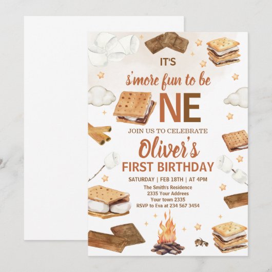 S'more Fun To Be One S'mores Campfire Birthday Kaart (Voorkant / Achterkant)