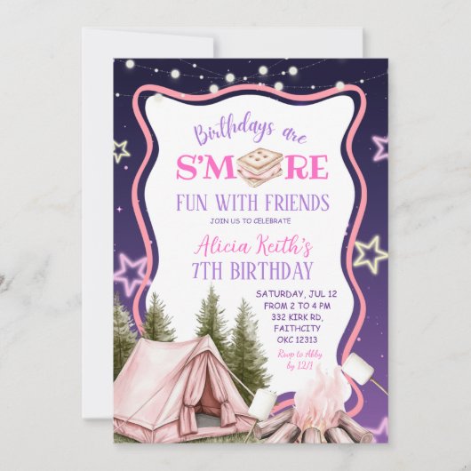 Smore Fun With Friends Girl Pink  Kaart (Voorkant)