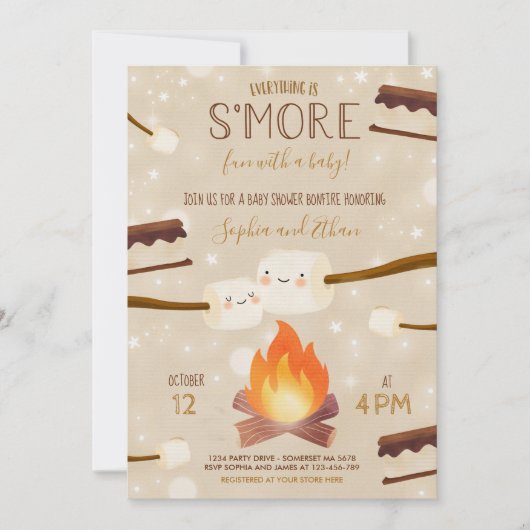 S'more Gender Neutral Bonfire Baby shower Kaart (Voorkant)