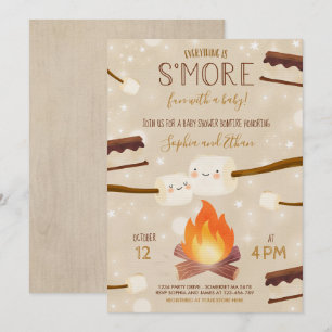 S'more Gender Neutral Bonfire Baby shower Kaart