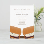S'more Illustration Wedding White Brown Vertical Kaart (Staand voorkant)