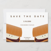 S'more Illustration Whimsical Wedding White Brown Save The Date (Voorkant)