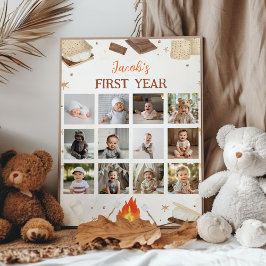 S'more Kampvuur Eerste jaar Foto Milestone Poster