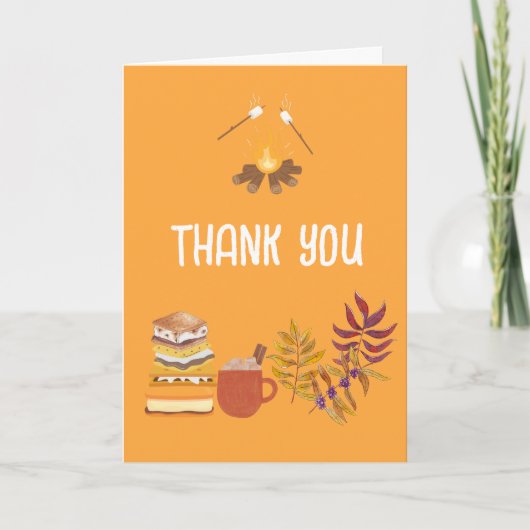 Smore kampvuur herfst bladeren baby shower foto bedankkaart (Voorkant)