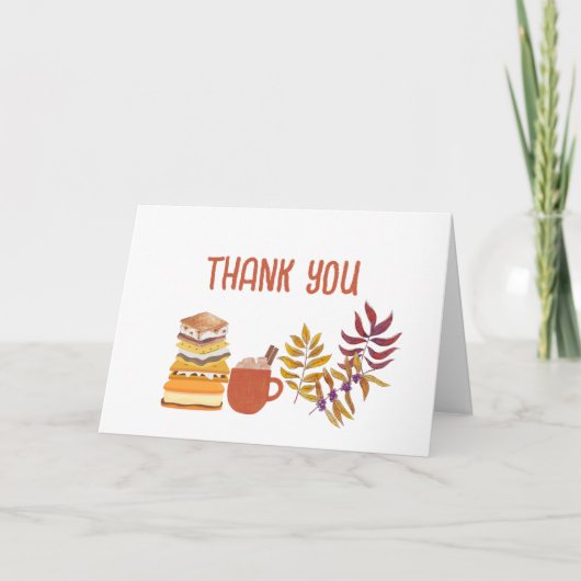 Smore kampvuur herfst bladeren baby shower foto bedankkaart (Voorkant)