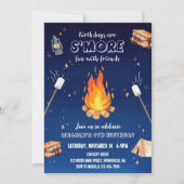 S'more Kampvuur Verjaardagsfeest Uitnodiging (Voorkant)