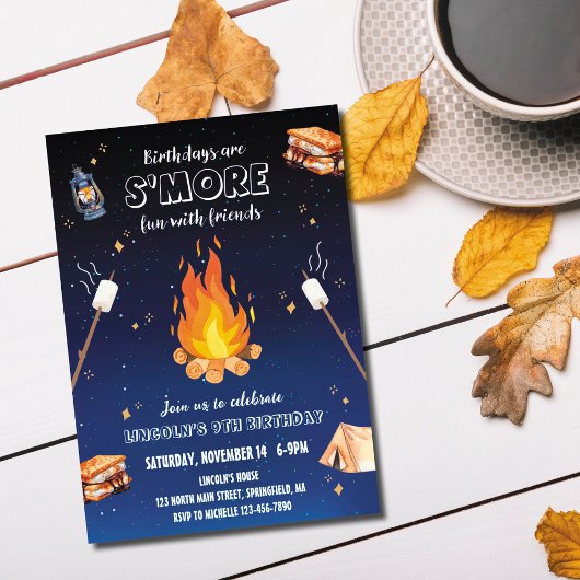 S'more Kampvuur Verjaardagsfeest Uitnodiging