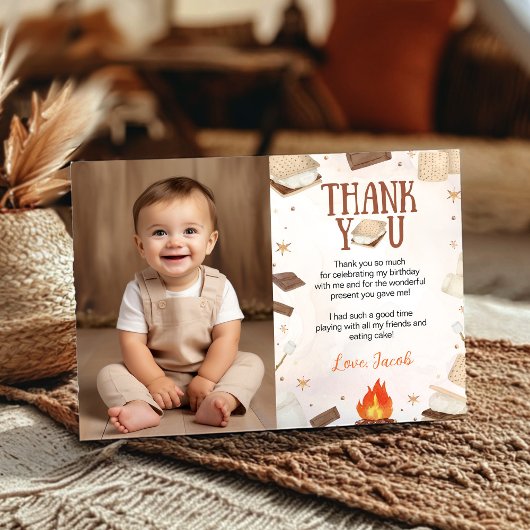 S'more Kampvuur Verjaardagsfoto Bedankkaart