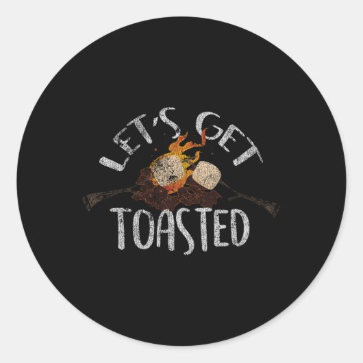 Smore Lets Get Toasted Camg Grunge Marshmallow Ronde Sticker (Voorkant)
