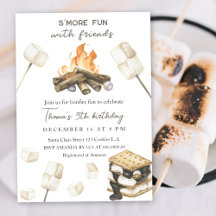 S'more Leuke Campfire Verjaardagsuitnodiging