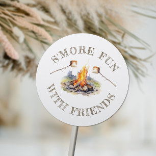 Smore Leuke Kampvuur Camping Kids Verjaardag Ronde Sticker