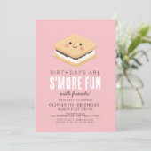 S'more Leuke Kawaii Roze Meisje Verjaardag Kaart (Staand voorkant)