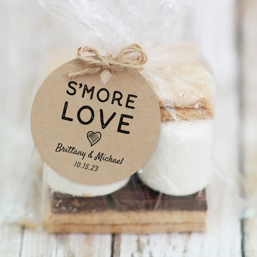 S'more Liefde Hart Kraft Rustieke Bruiloft Bedankjes Labels