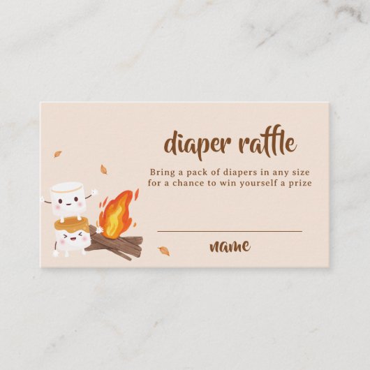 S'more Liefde Kampvuur Luier Raffle Baby shower Informatiekaartje (Voorkant)