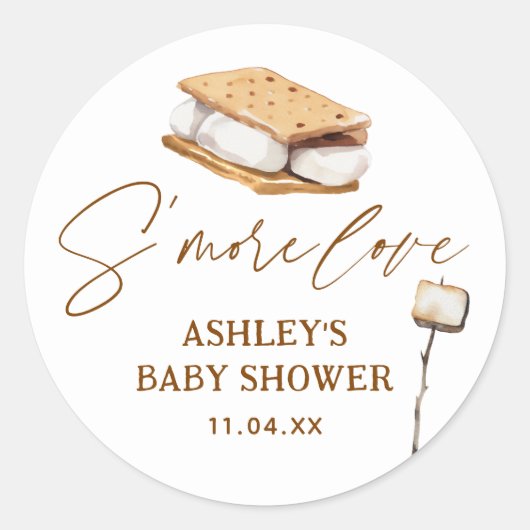 S'more Liefde Smore baby Shower Ronde Sticker (Voorkant)