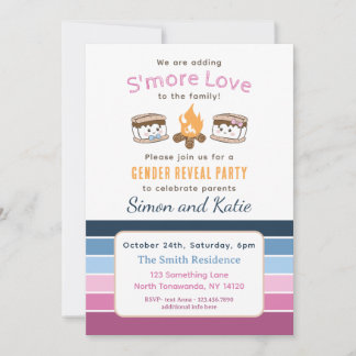 S'more Liefde thema baby gender onthullen uitnodig Kaart