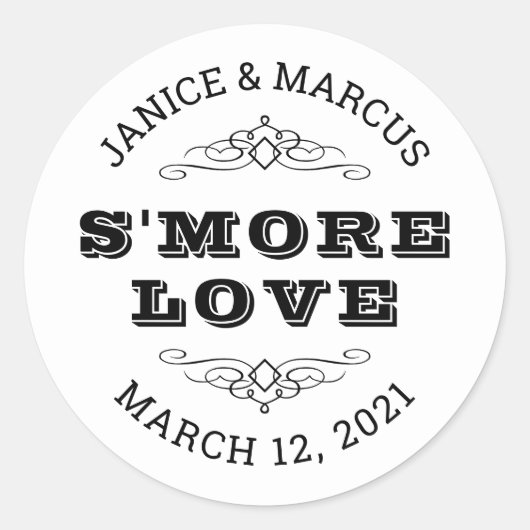 S'more Liefdesstickers, Smore Favor Stickers (Voorkant)