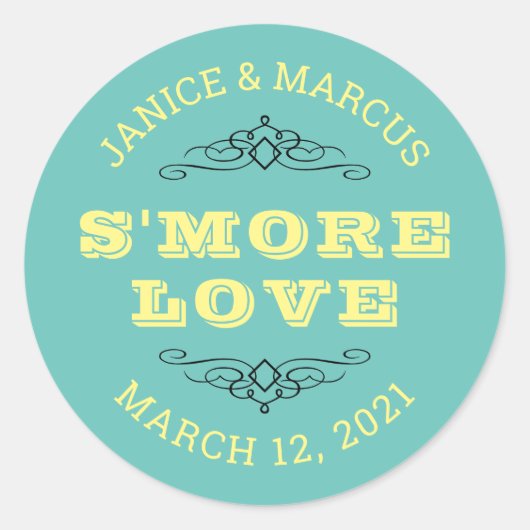 S'more Liefdesstickers, Smore Favor Stickers (Voorkant)