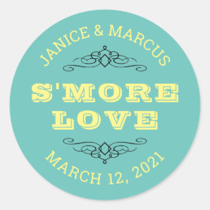 S'more Liefdesstickers, Smore Favor Stickers