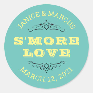 S'more Liefdesstickers, Smore Favor Stickers