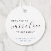 Smore Love Blue Boy Elegant Baby shower Bedankjes Labels (Voorkant)