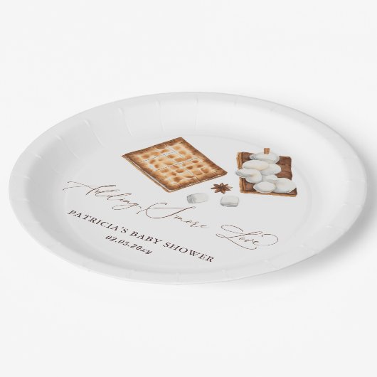 S'more Love Genderneutraal Baby shower toevoegen Papieren Bordje (Gekanteld)